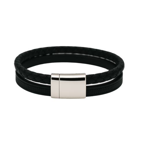 HANDMADE-LEATHER-PAZZO-COLOR-BLACK Pazzo narukvica Black