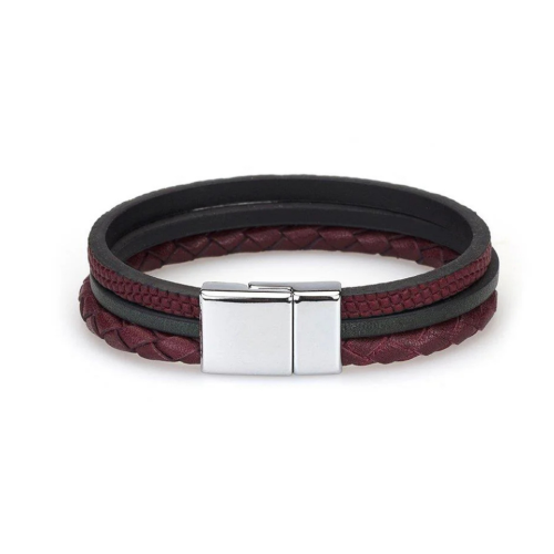HANDMADE-LEATHER-PAZZO-COLOR-BLACK-BURGUNDY Pazzo kožna narukvica