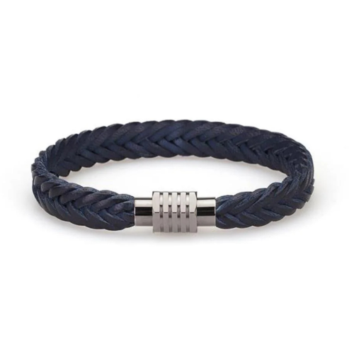 HANDMADE-LEATHER-SIMON-COLOR-NAVY-BLUE Leather Bracelet Simon<br> Blue