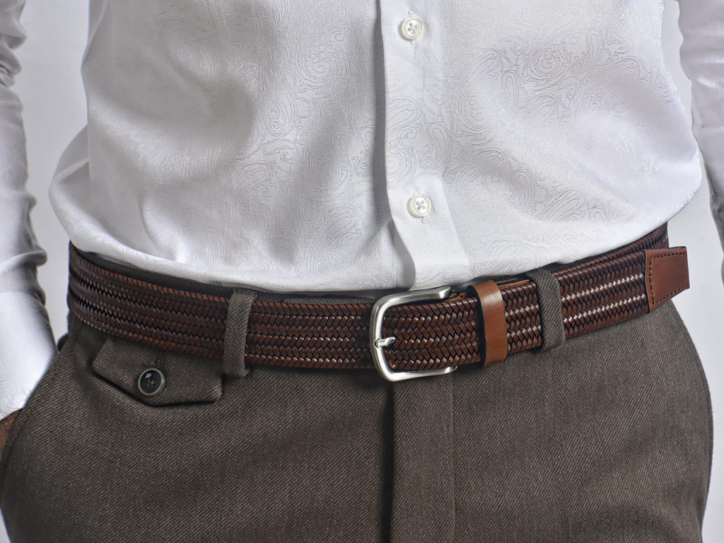 KAIS-747-BROWN Woven Elastic Belt<br>Milan Brown