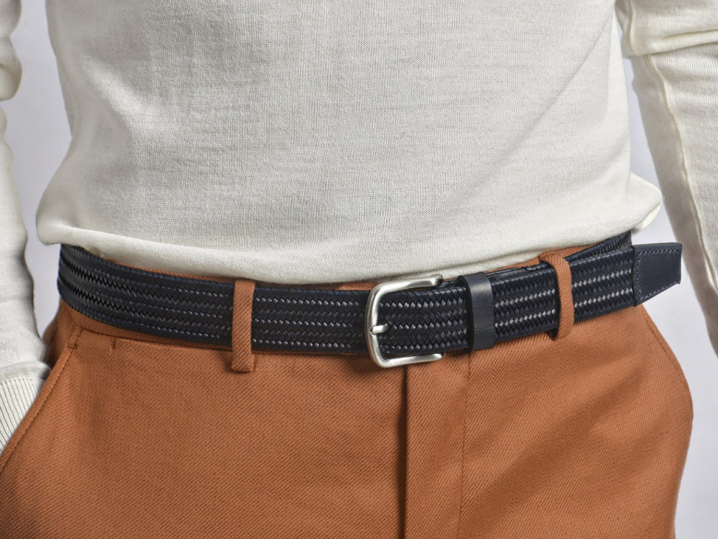 KAIS-747-NAVY Woven Elastic Belt<br>Milan Navy