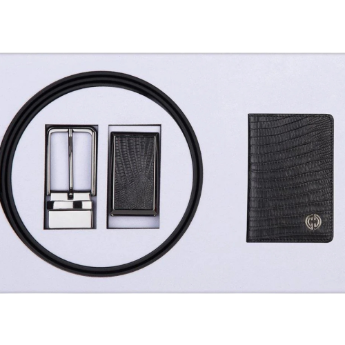 SET-(BELT-WALLET)-RUBY-BLACK Kožni kaiš i slim kožni novčanik