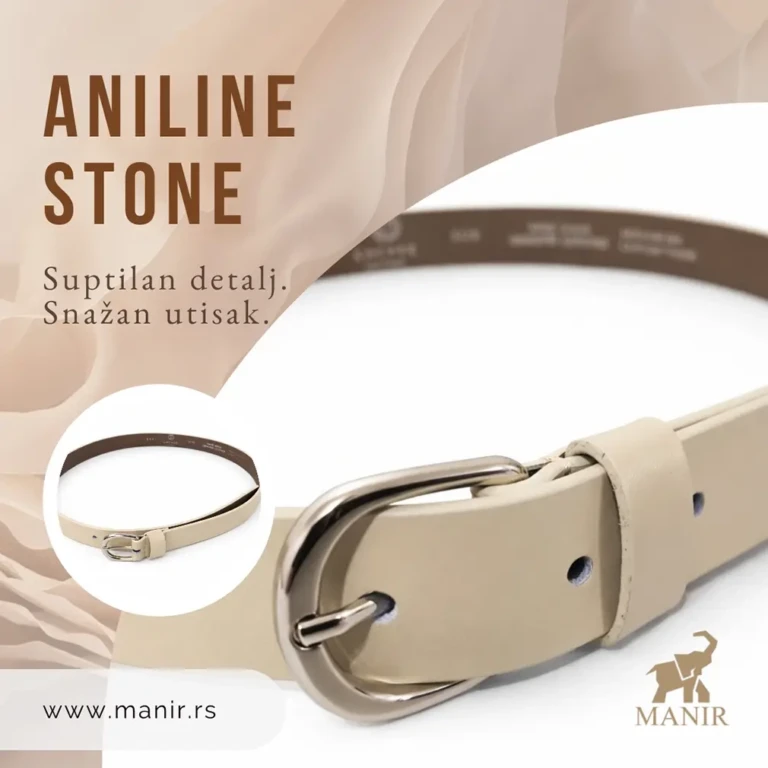 Ženski kožni kaiš ANILINE STONE od fine aniline kože