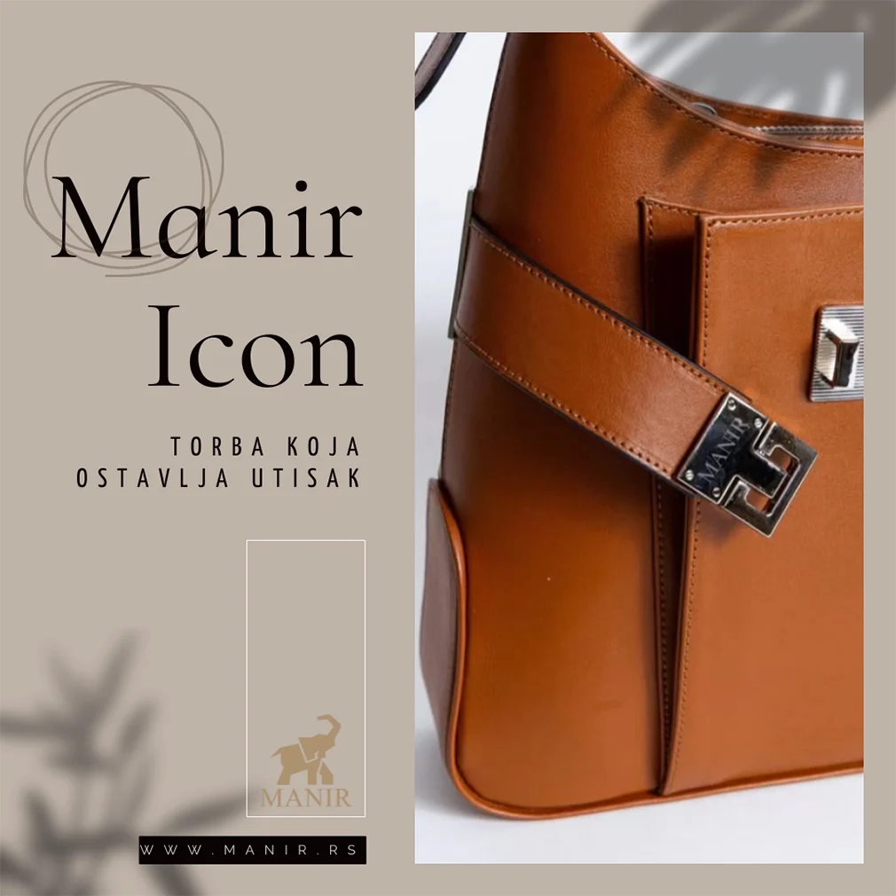 Manir Icon ženska torba od prave kože sa metalnom kopčom